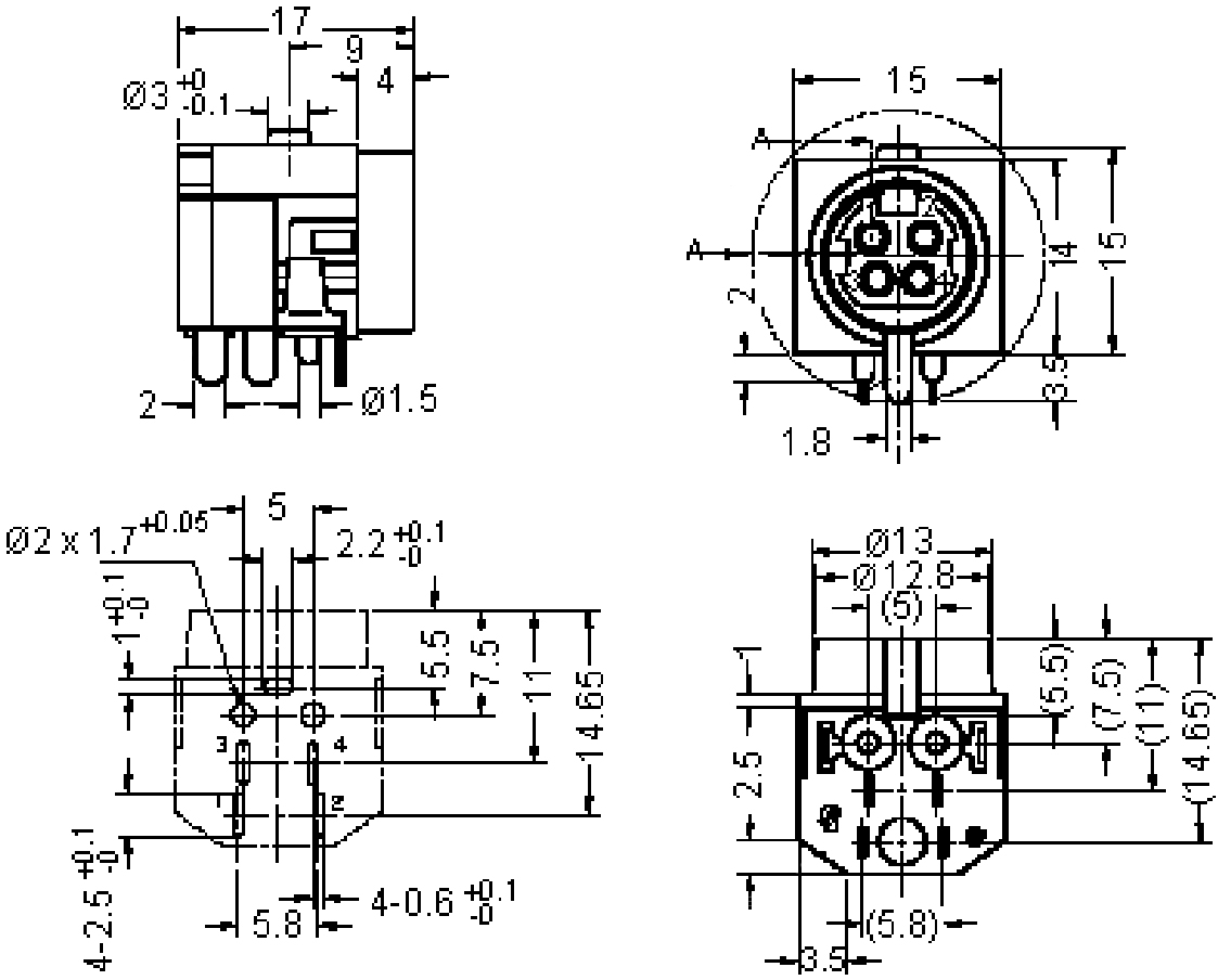 מחבר DC להלחמה למעגל מודפס MULTICOMP 2MJ-0402A110
